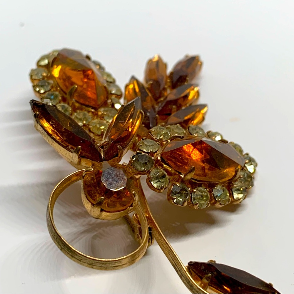 Vintage Unsigned German Reverse Setting Amber Rhi… - image 6